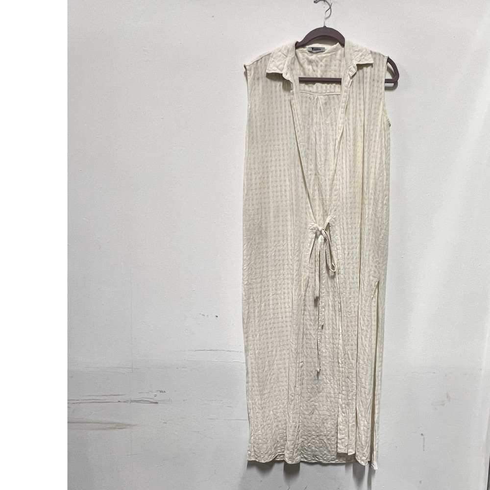 T Alexander Wang Sleeveless Maxi Dress Beige‎ Plaid Collared Casual